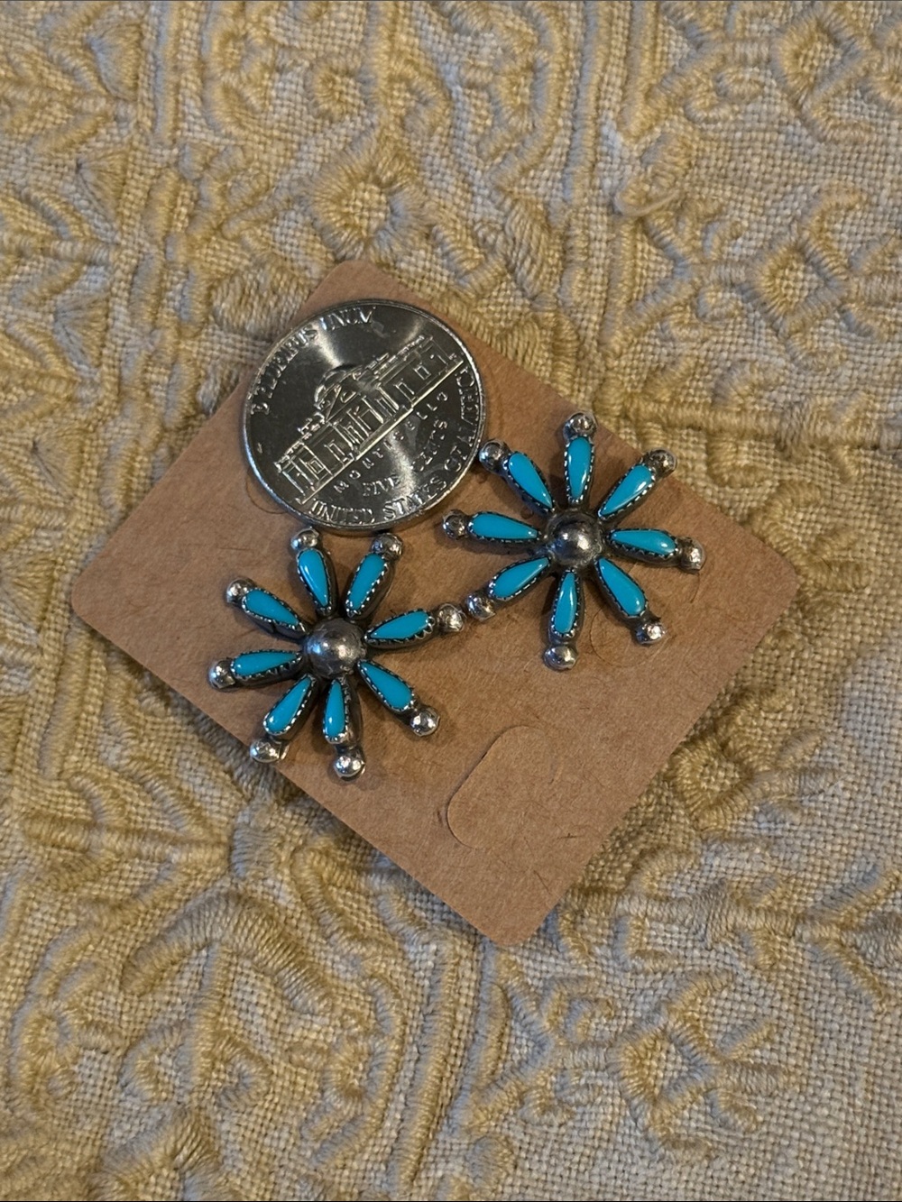 Sterling Silver / Turquoise Stud Earrings - Picture 7 of 7